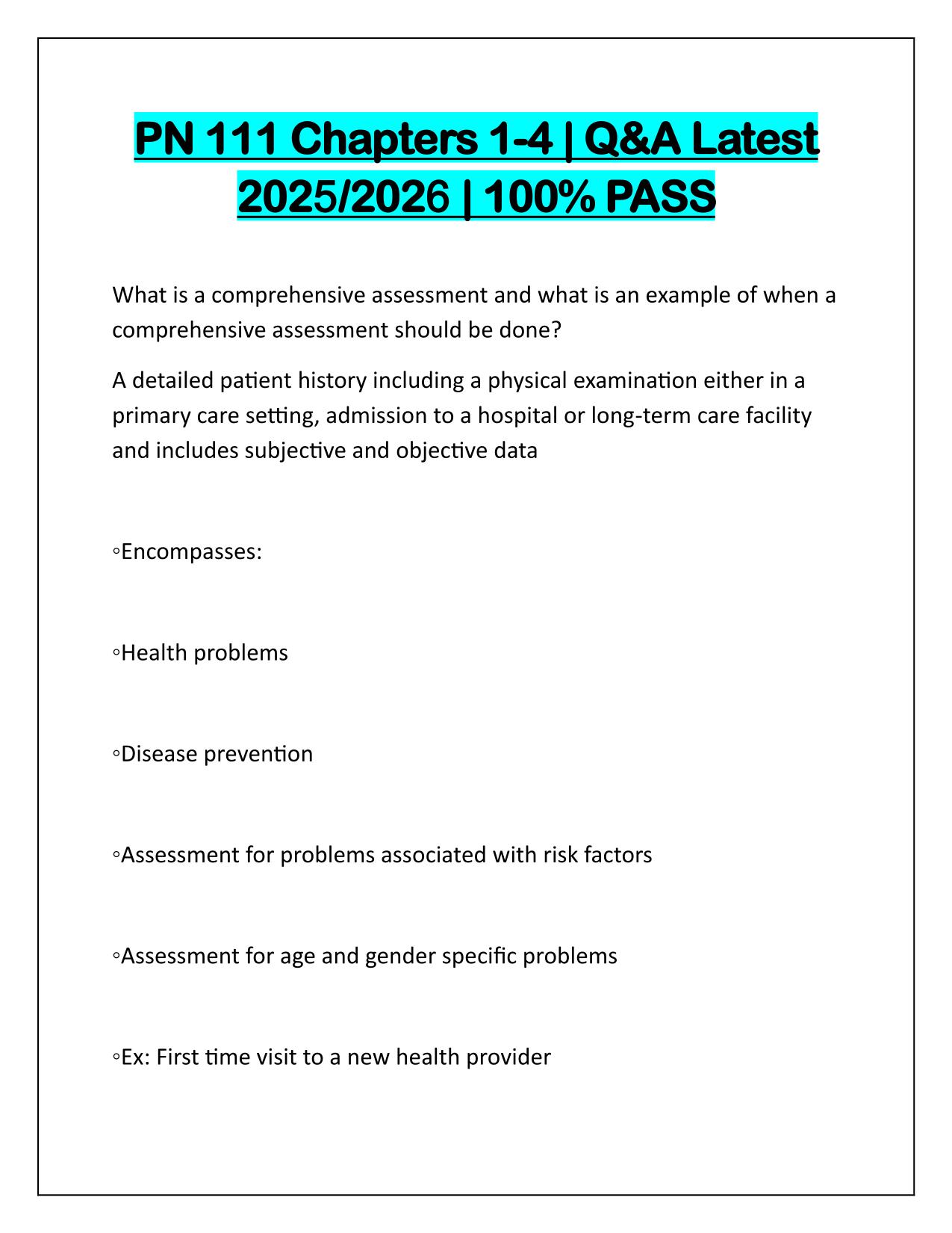 PN 111 Chapters 1-4 Q&A Latest Update 2025-2026