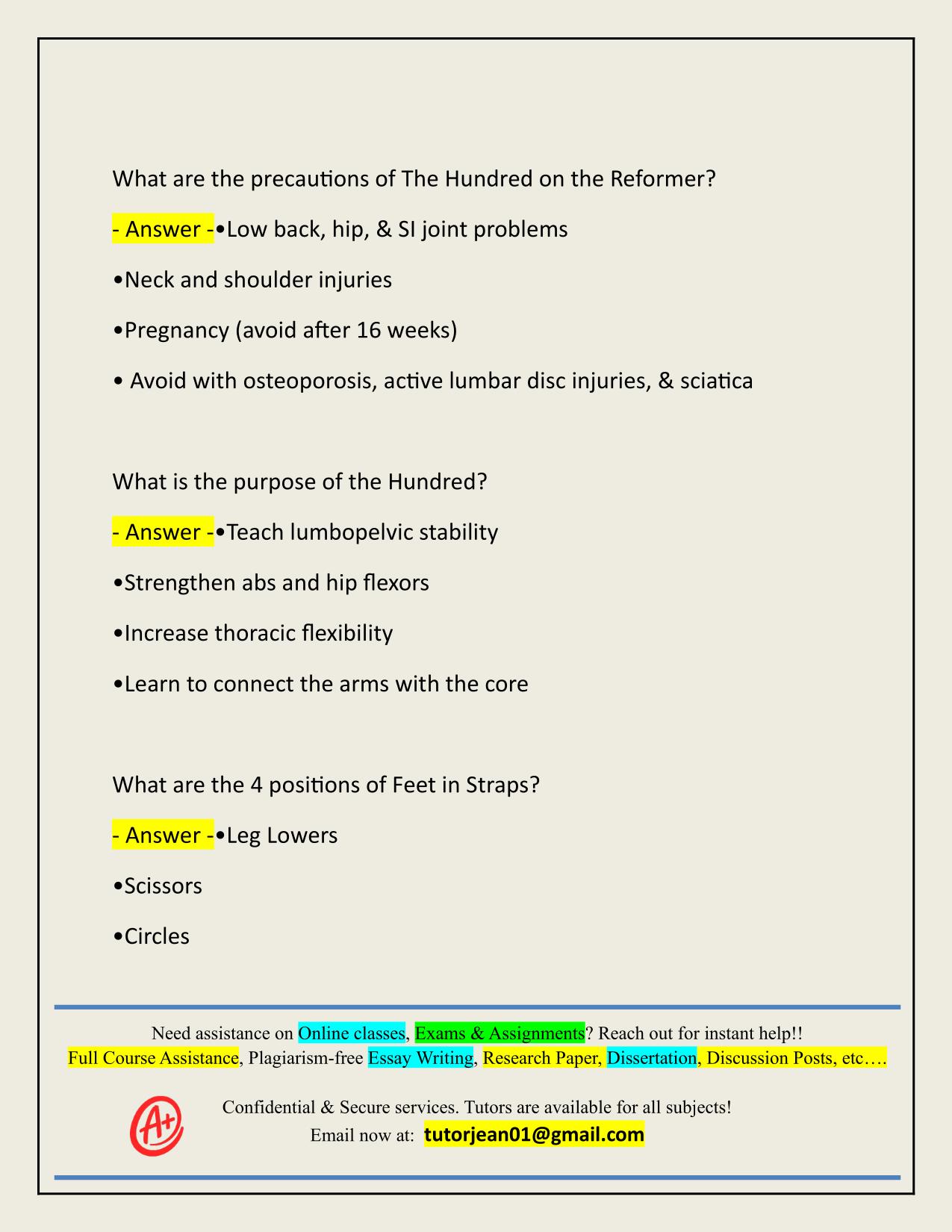 BALANCED BODY PILATES COMPREHENSIVE EXAM ACTUAL 2025/2026