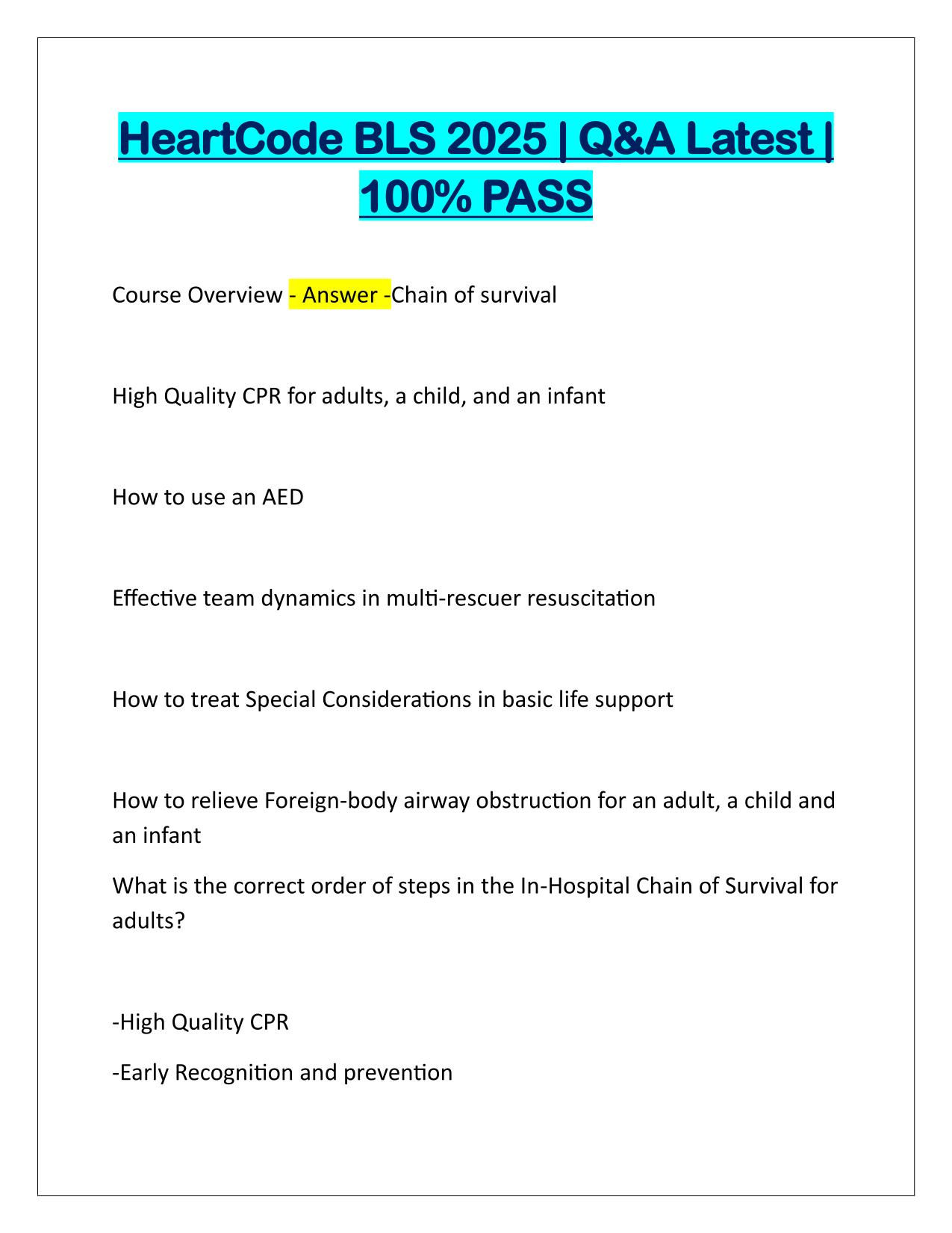 HeartCode BLS 2025 Q&A Latest Update