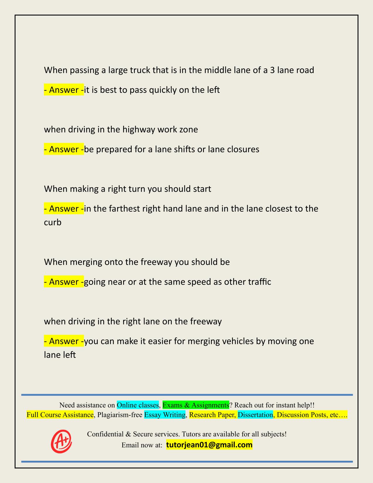 DRIVERS TRAINING FACT SHEET ACTUAL 2025/2026 CORRECTLY ANSWERED
