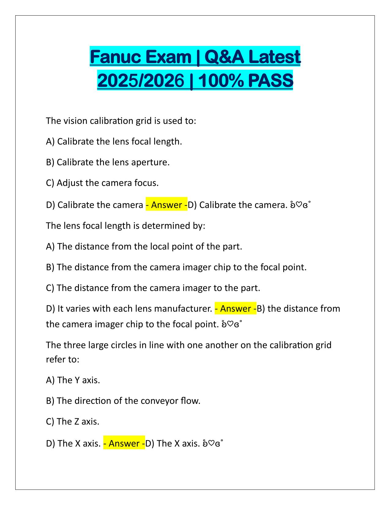 Fanuc Exam Q&A Latest Update