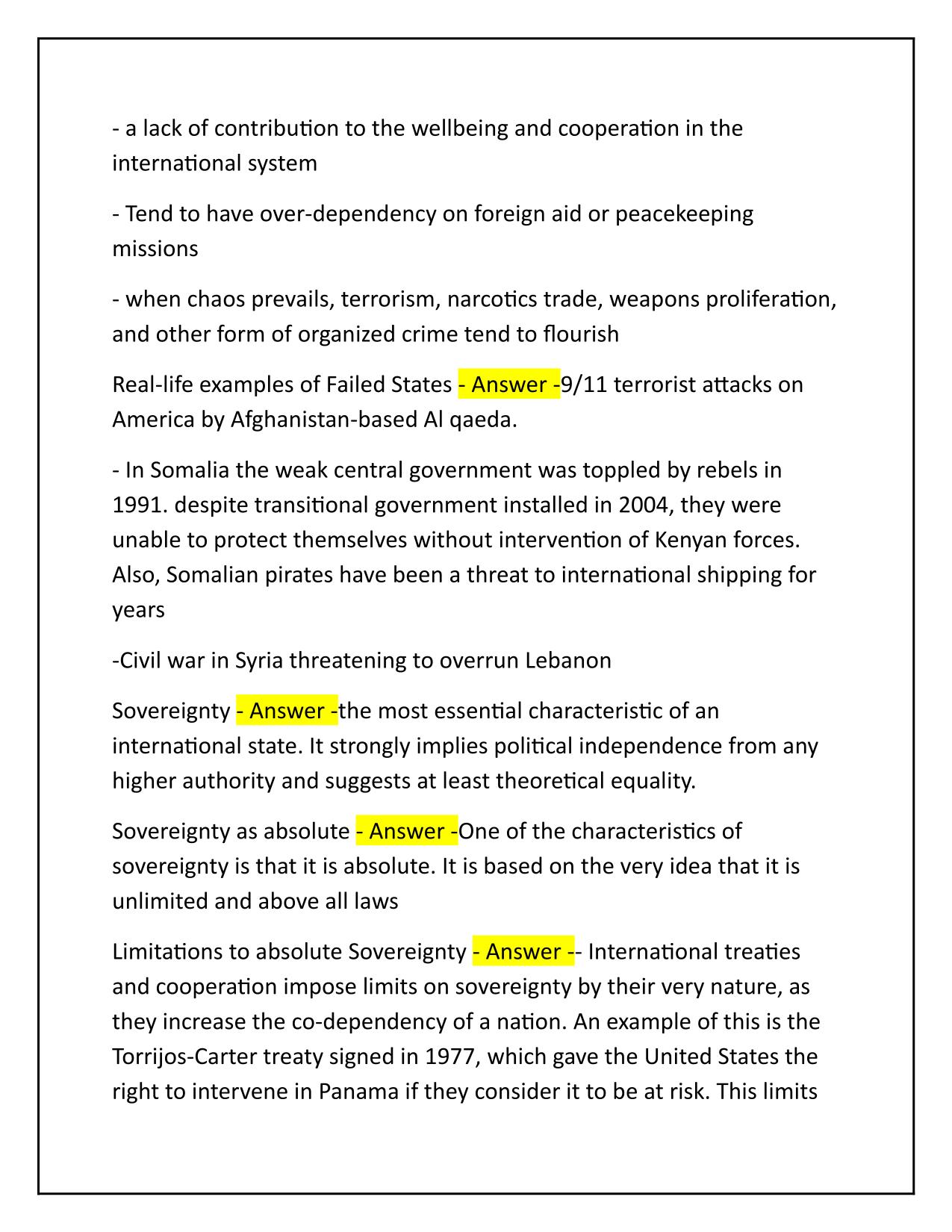 IB Global Politics Questions and Verified Answers Latest Update