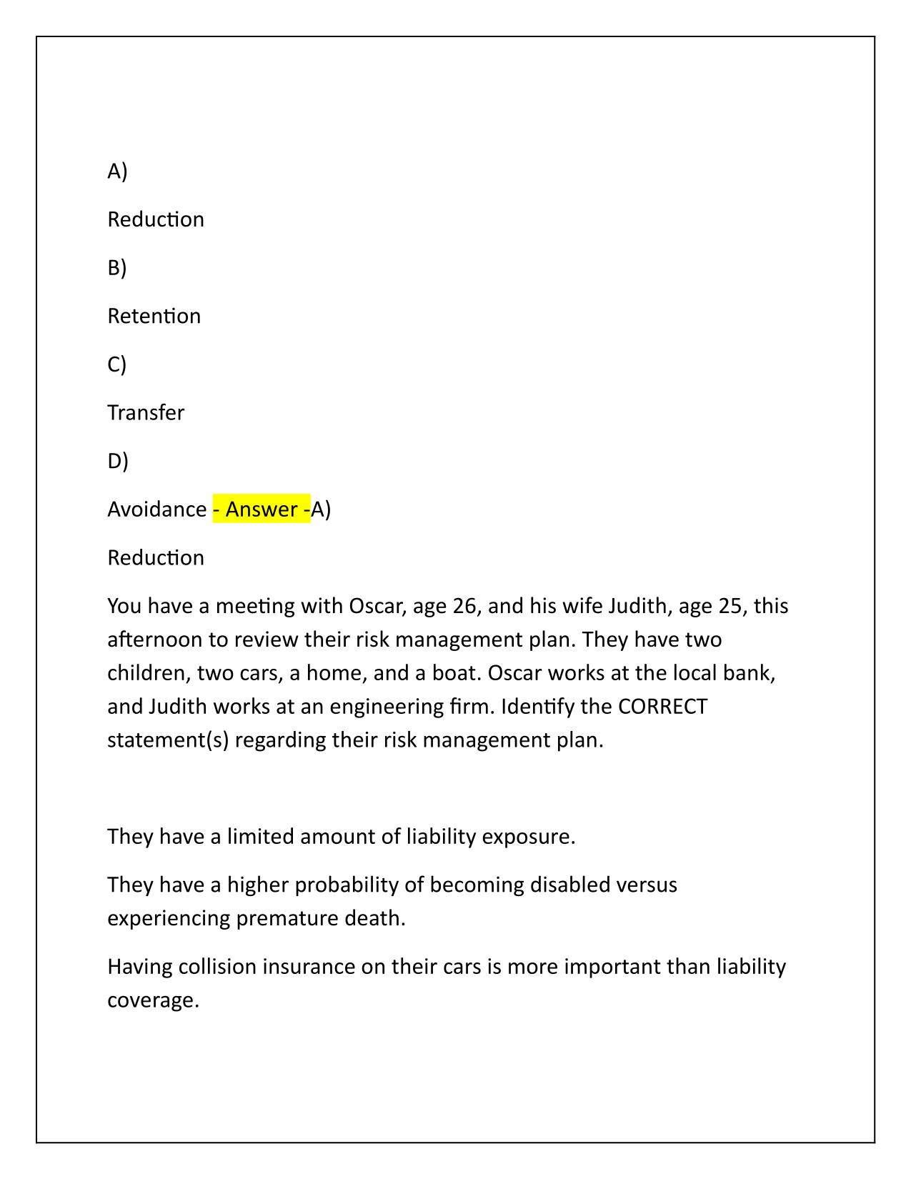CFP 512 Practice Exam Questions and Correct Answers