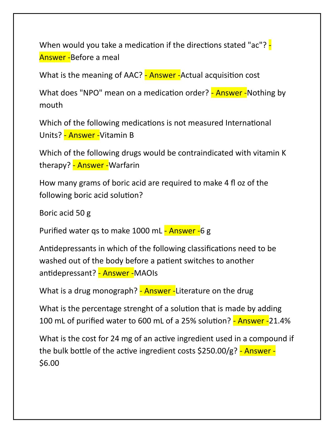 PTCB EXAM with Correct Answers Latest Update