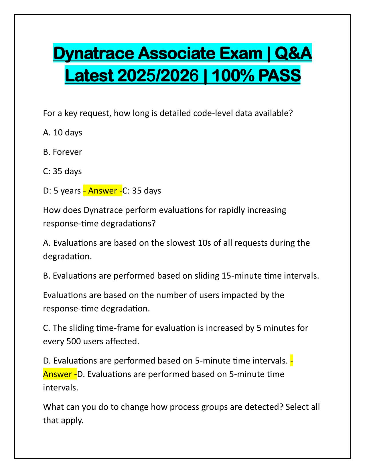 Dynatrace Associate Exam Q&A Latest Update