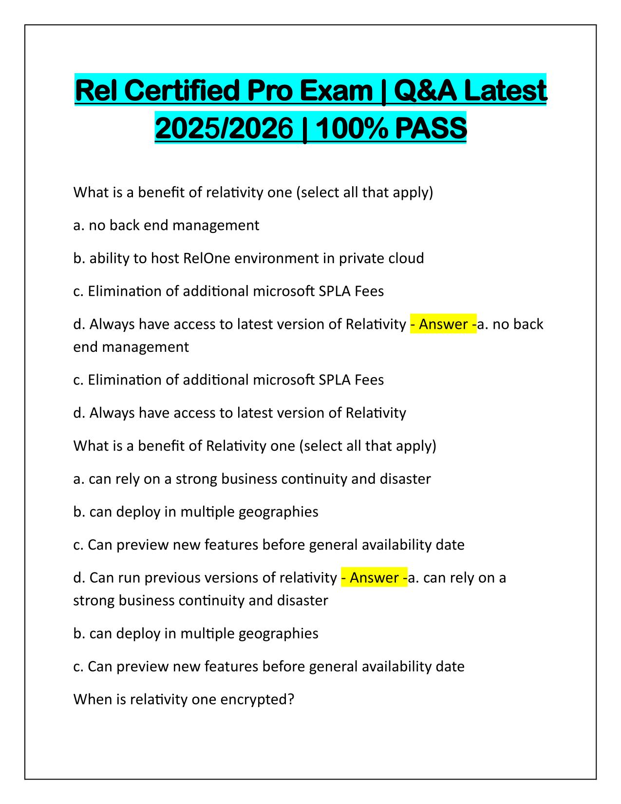 Rel Certified Pro Exam Q&A Latest Updates 2025