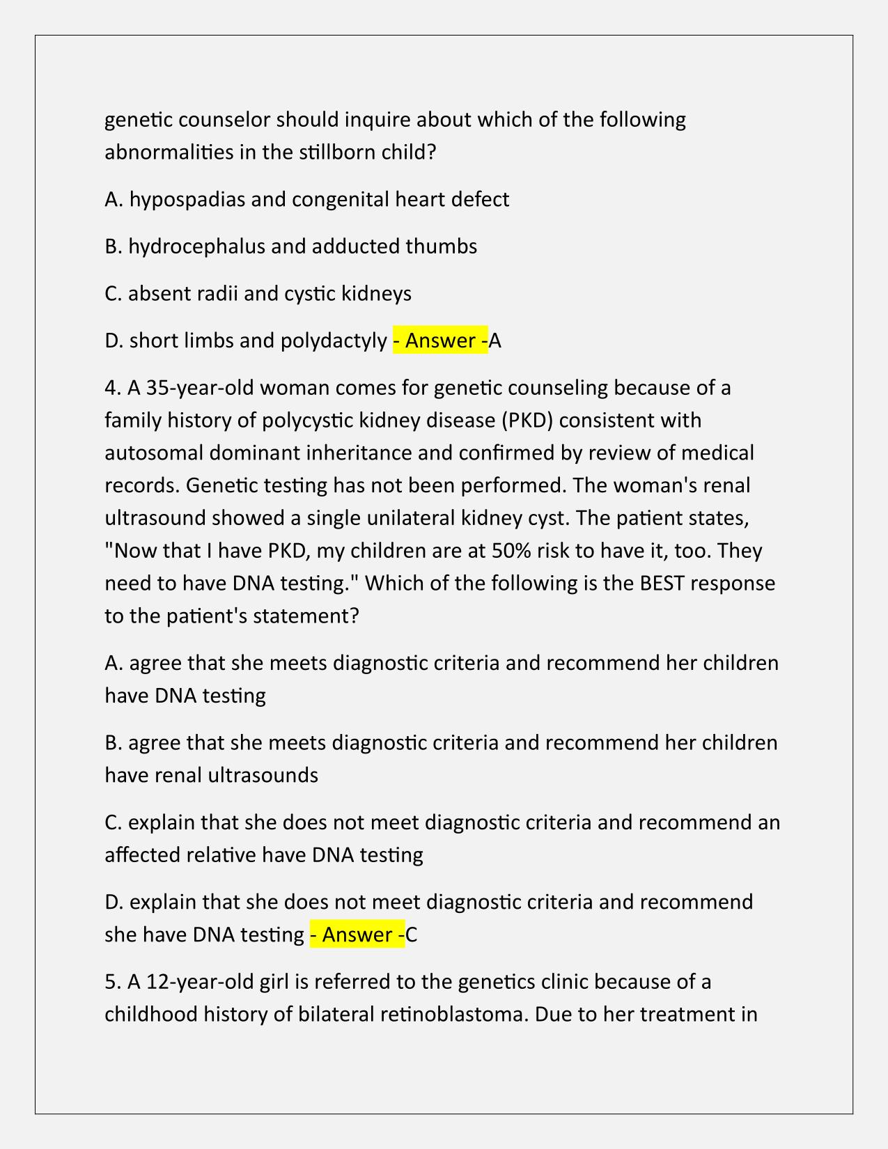 Official Example Questions from ABGC Cert Exam with Correct Answers