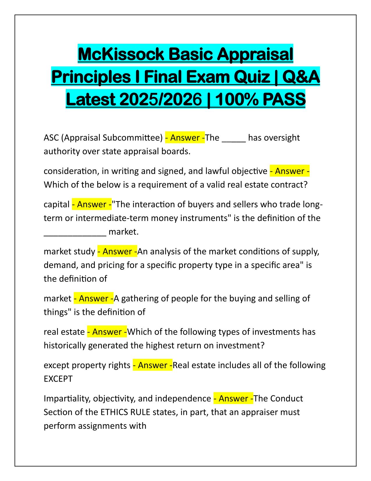 Bundle for USPAP, McKissock Exams Q&A Latest Update 2025-2026