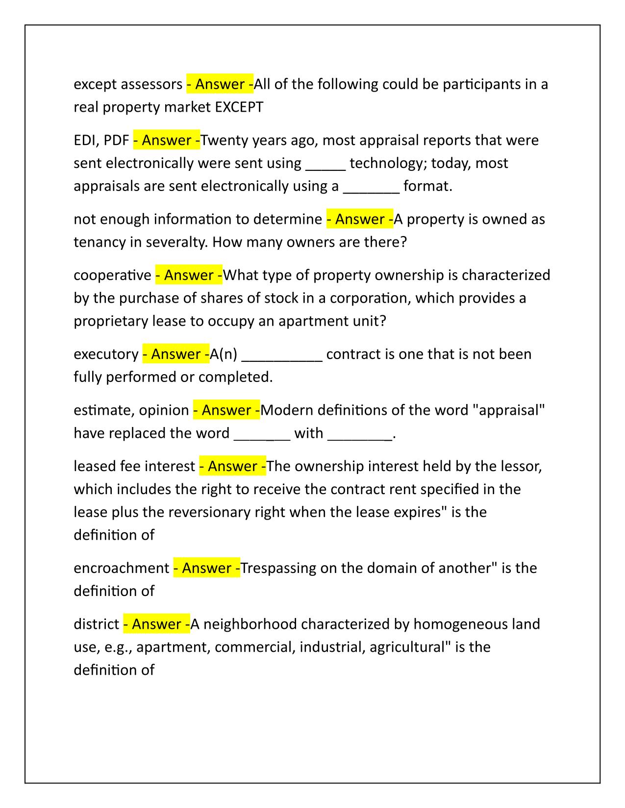 McKissock Basic Appraisal Principles I Final Exam Quiz Q&A Latest Update 2025-2026
