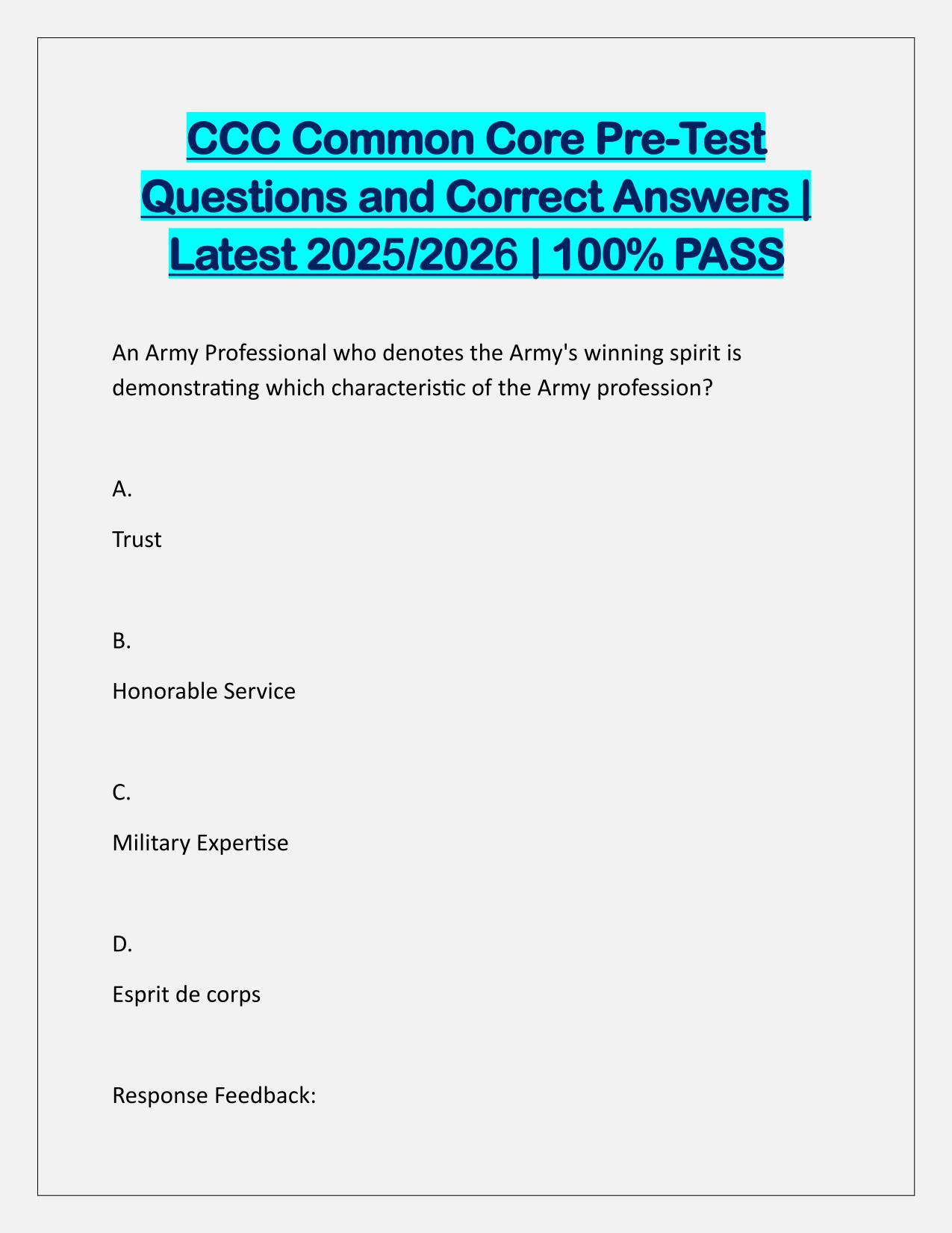 CCC Common Core Pre-Test Q&A Latest Update
