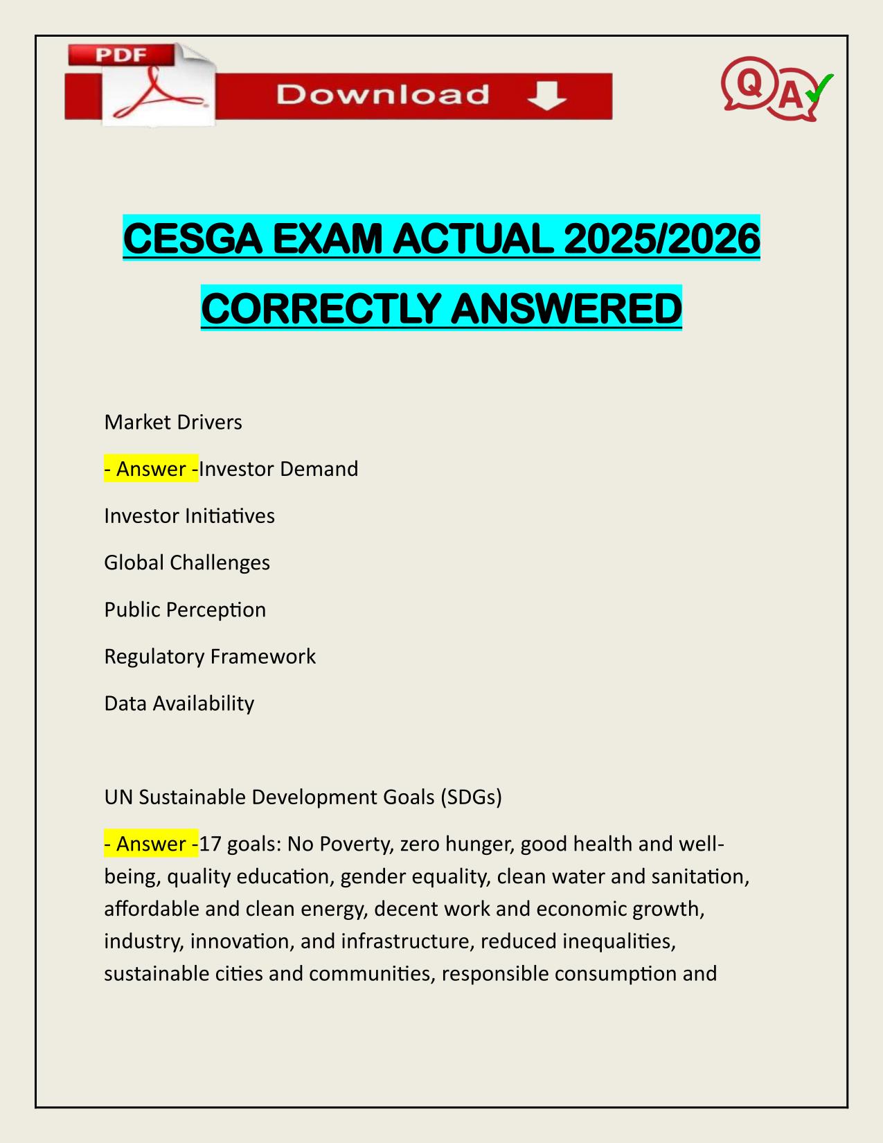 CESGA EXAM ACTUAL 2025/2026 CORRECTLY ANSWERED