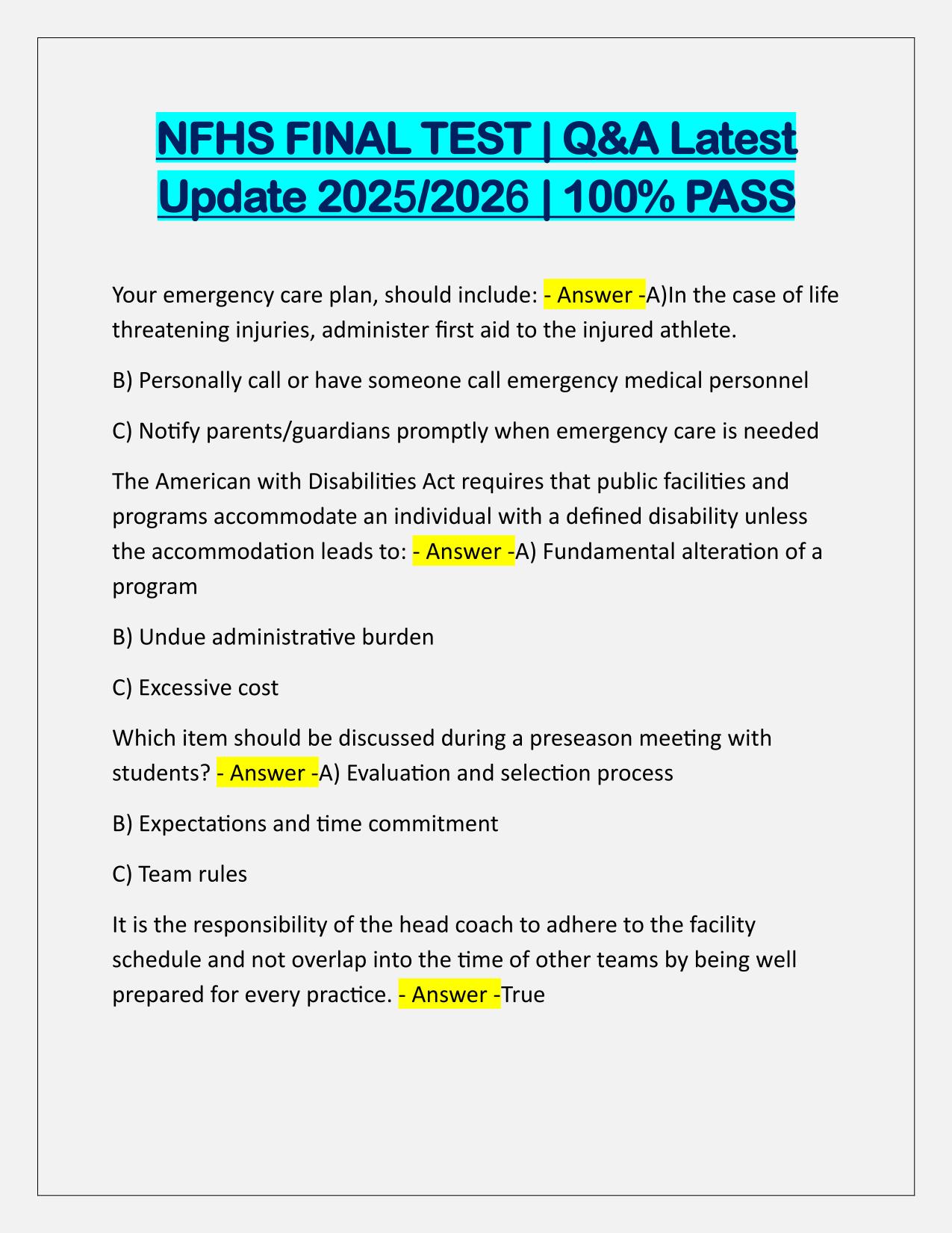 NFHS FINAL TEST Q&A Latest Update