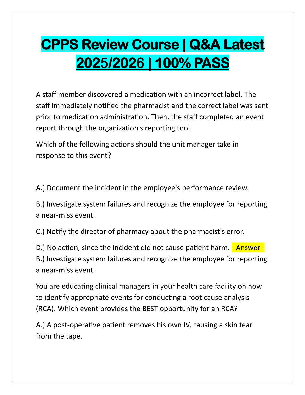 CPPS Review Course Q&A Latest Update