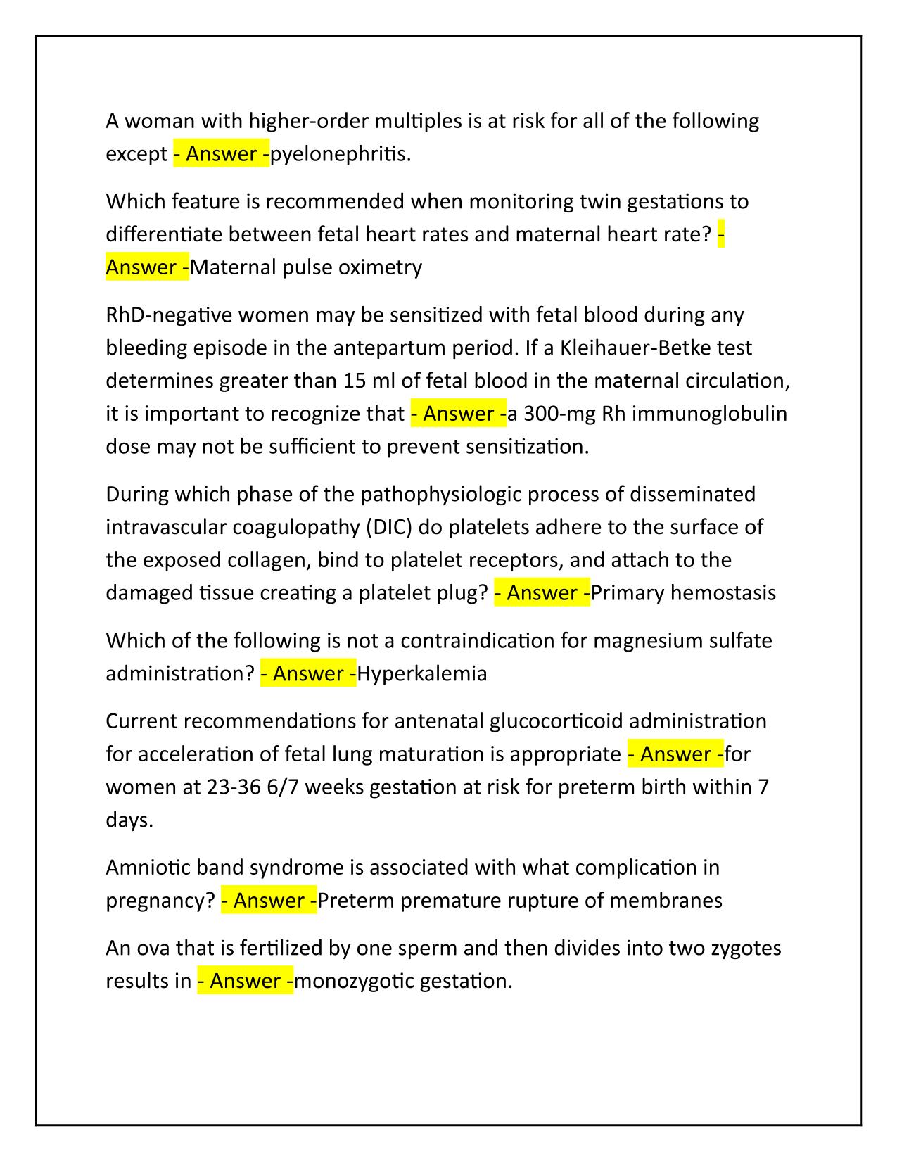 AWHONN PEOP Exam Questions and Correct Answers 2025-2026 Update