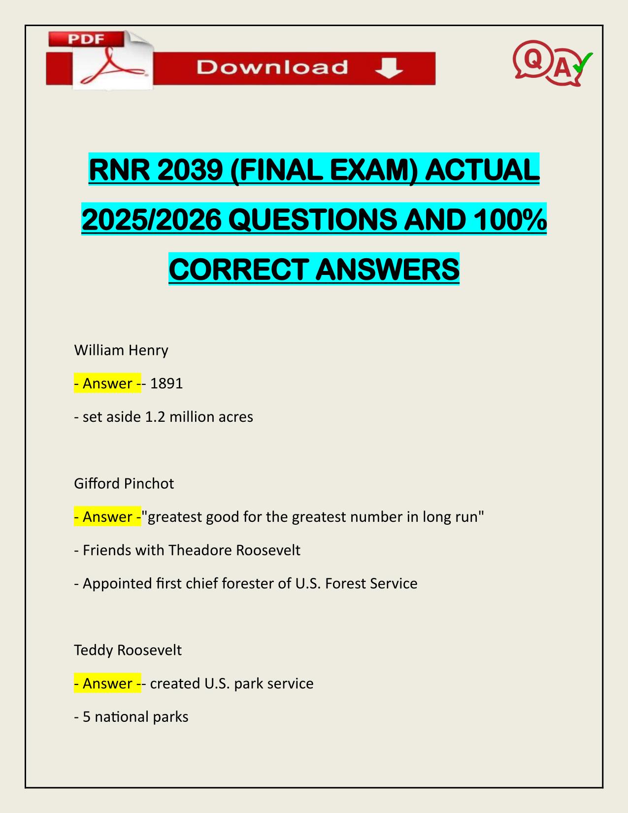 RNR 2039 (FINAL EXAM) ACTUAL 2025/2026 WITH VERIFIED ANSWERES