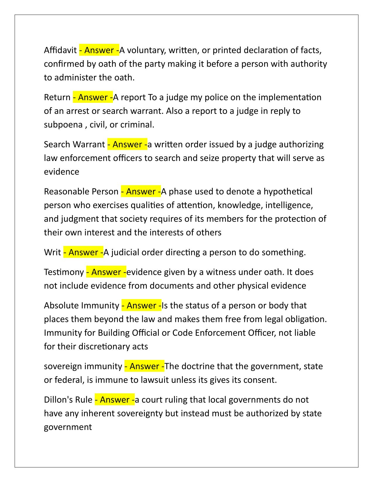 Texas Code Enforcement Correctly Answered Latest Update