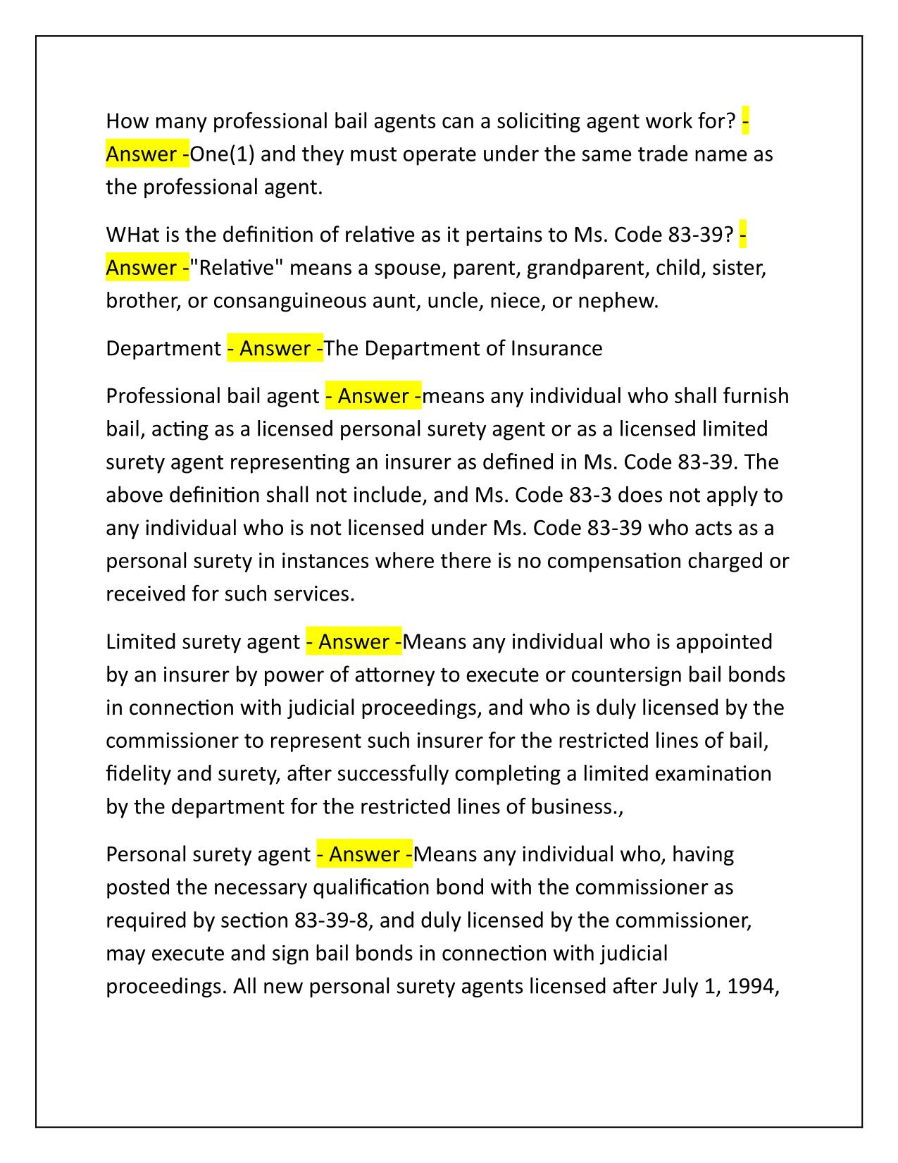 MS Bail Exam Questions Correctly Answered 2025 Update