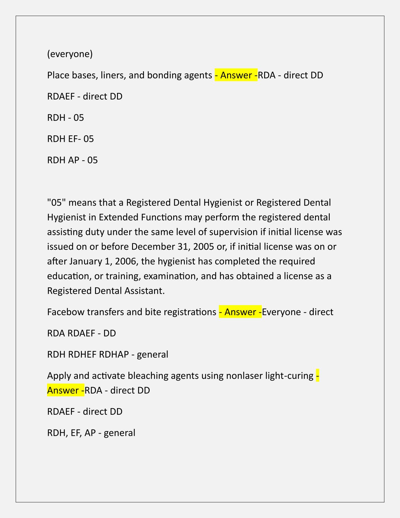 CA Dental Auxiliary Permitted Duties Q&A Latest Update