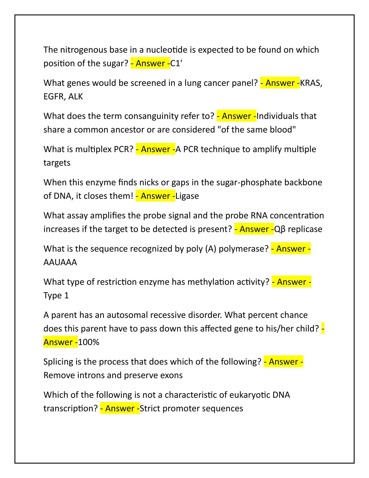 MB, Molecular Biology (ASCP) Practice Exam Q&A 100% PASS