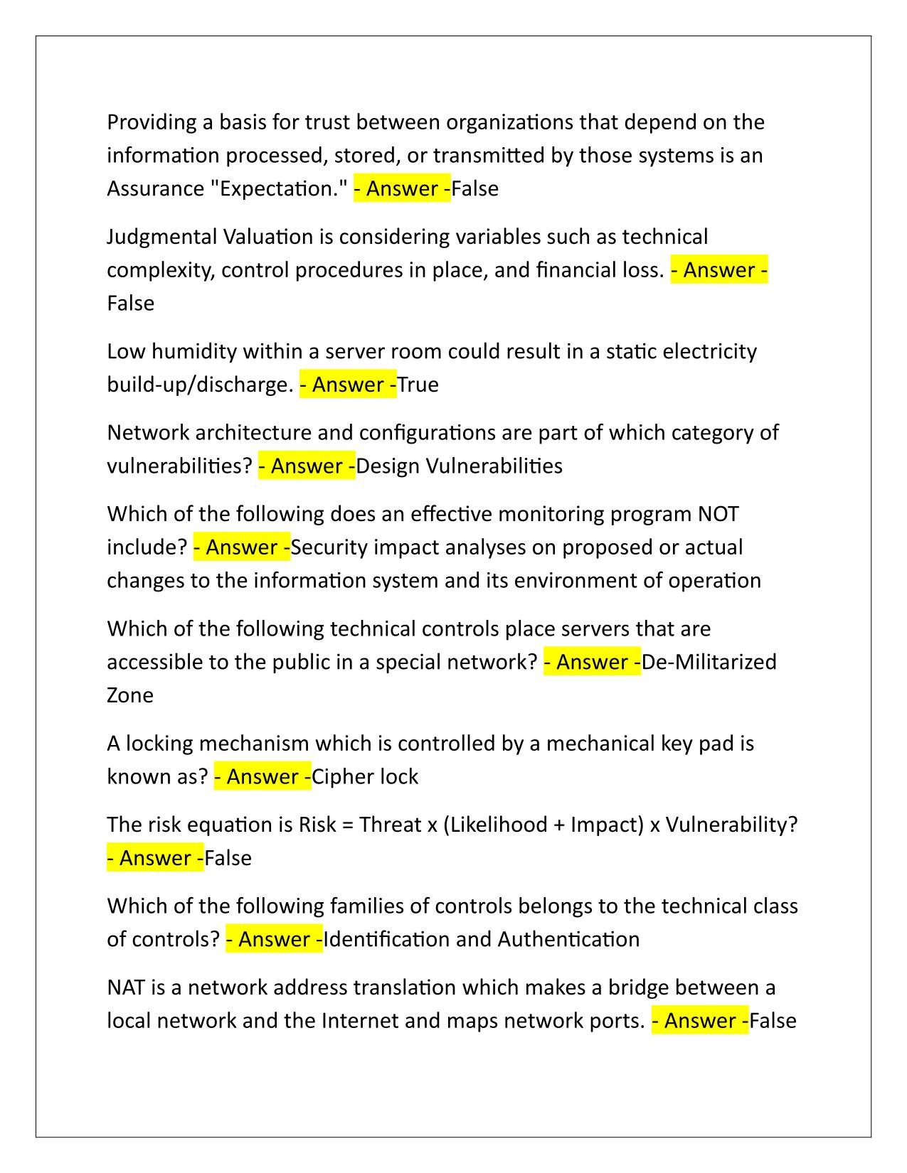 FedVTE Cyber Risk Management for Managers Correctly Answered Latest Update