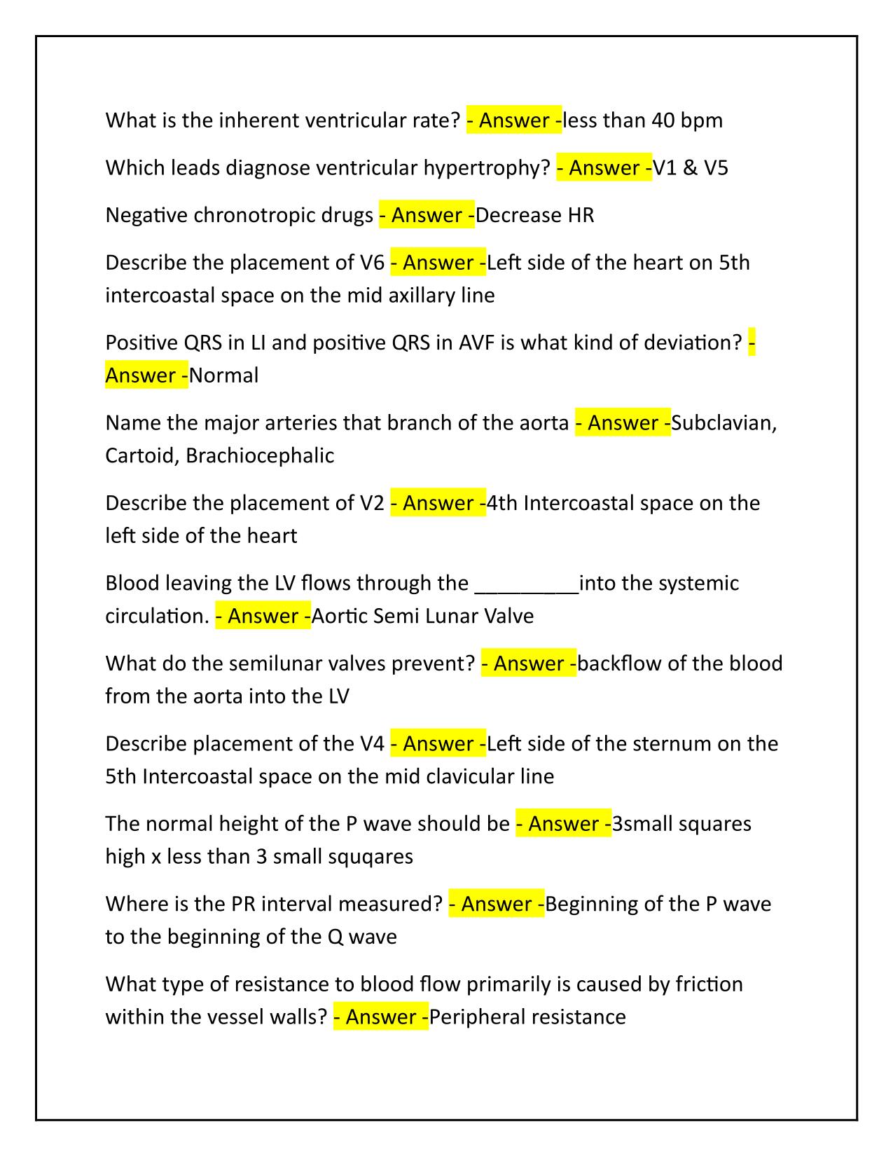 EKG Certification Exam Q&A with Correct Answers