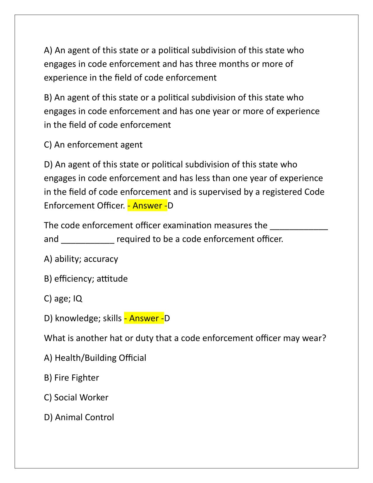 Basic Code Enforcement TEEX and TDLR Q&A Latest Update