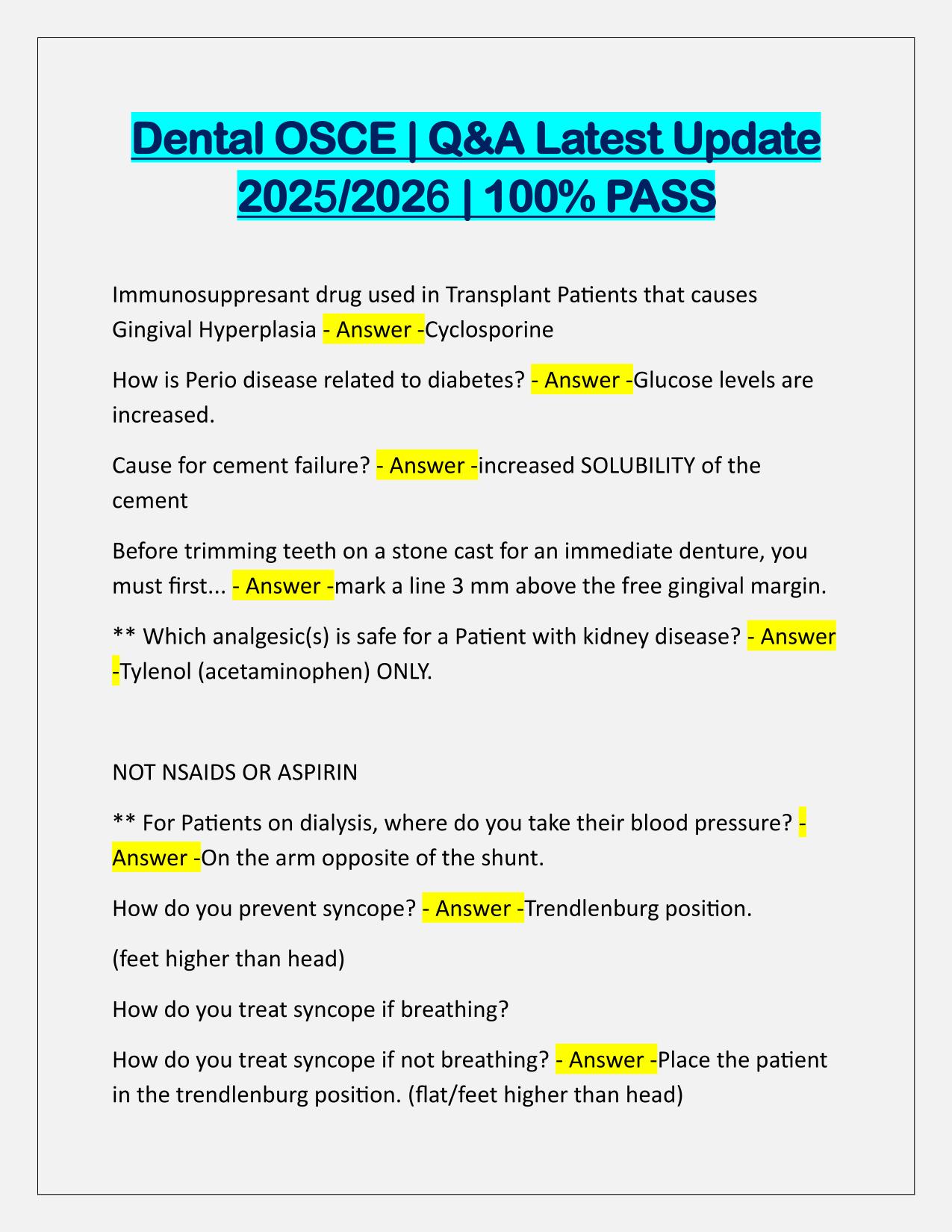 Dental OSCE EXAM Q&A Latest Update