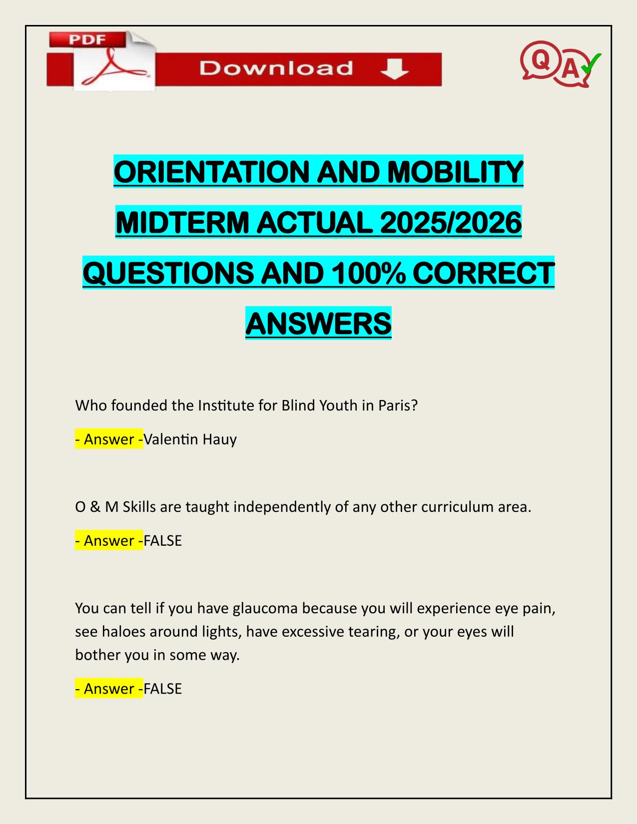 ORIENTATION AND MOBILITY MIDTERM ACTUAL 2025/2026